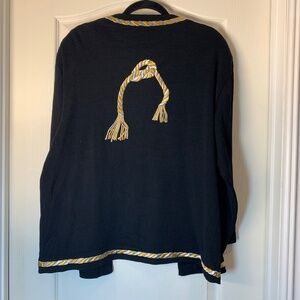 Jean Claude Poitras‎ Designer Vintage 90s Statement Knit Jacket Black Gold